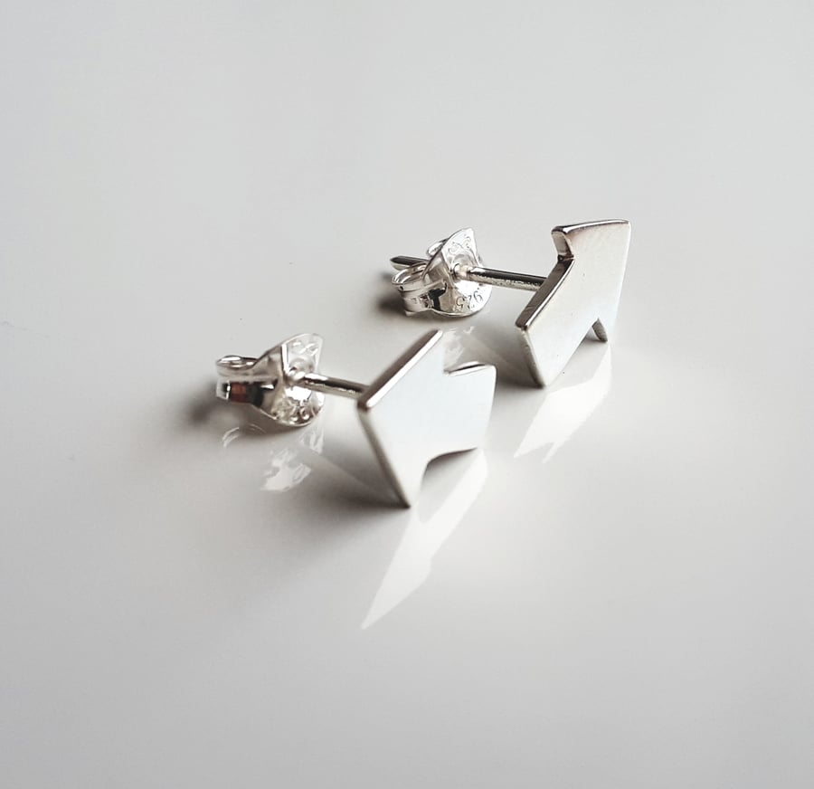 Recycled Sterling Silver Arrow Stud Earrings 