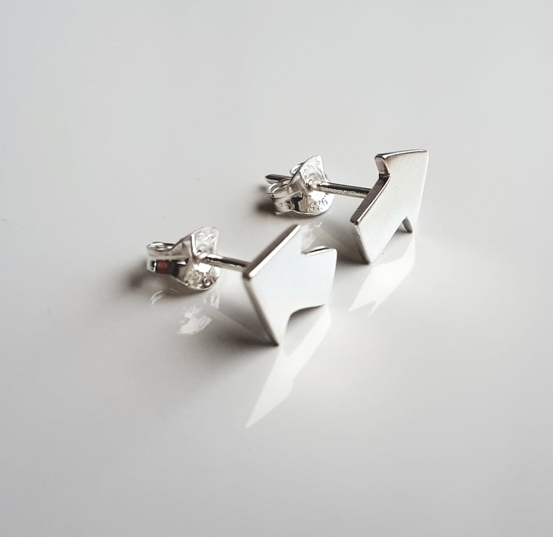 New Direction Studs Recycled Sterling Silver Stud Earrings 