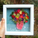 Needle felted and hand embroidered wool picture - vase of flowers