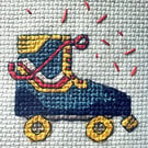 Roller Boot Cross Stitch PDF Pattern Roller Derby Skating Hoop Art 1970s Skate