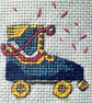 Roller Boot Cross Stitch PDF Pattern Roller Derby Skating Hoop Art 1970s Skate