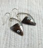 Earrings, Sterling Silver and Copper Triangle Floral Droppers - Image 4