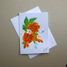 hand painted floral blank greetings card ( ref FA 309 A6 )