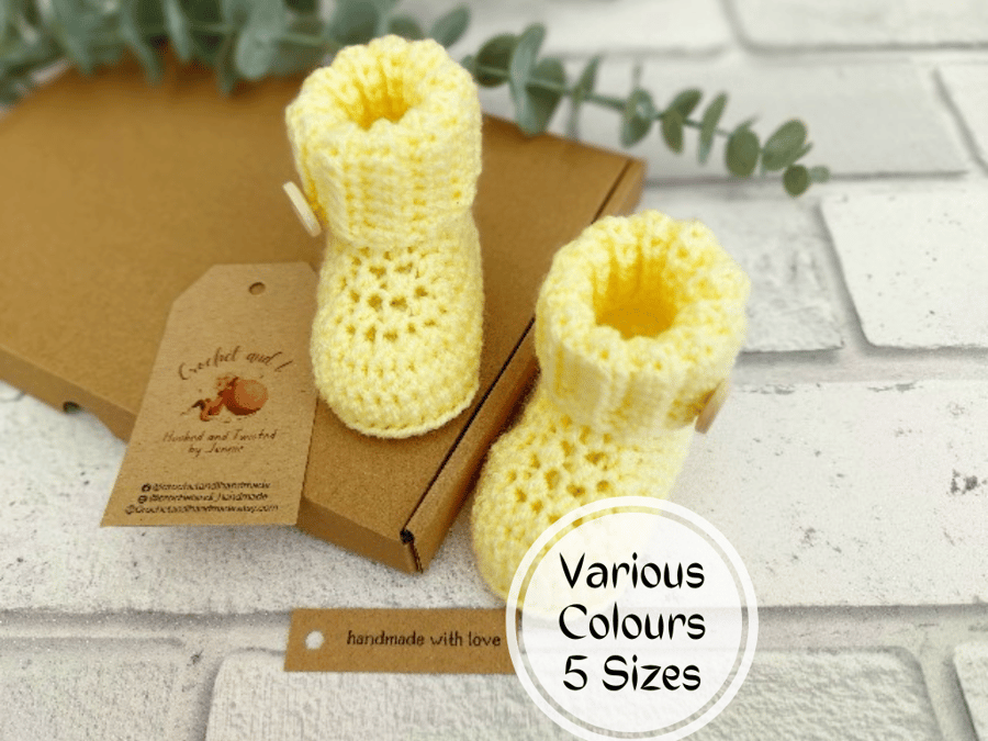 Lemon Crochet Baby Booties, Pregnancy Announcement Idea 