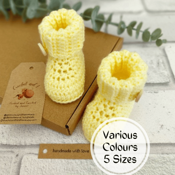 Lemon Crochet Baby Booties, Pregnancy Announcement Idea 