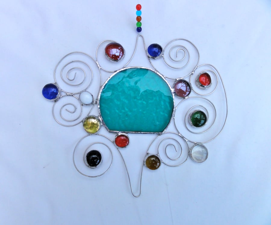 Stained Glass Garden Mobile - Sea Green