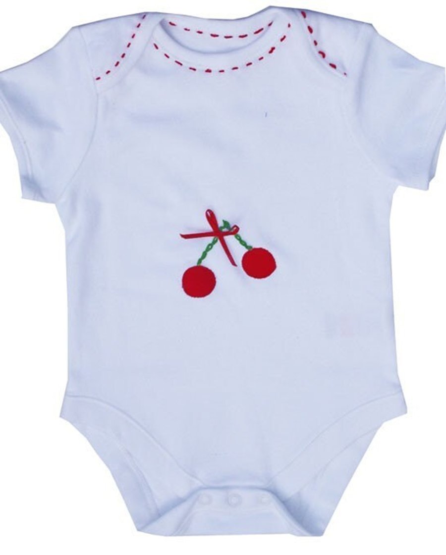 Baby Cherry Babygrow, Girls Bodysuit, Baby Girl Clothing, Baby Girl Gift