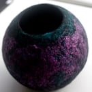 Felt Ornamental Bowl. Hand felted Vessel in Peacock Colours.