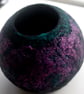 Felt Ornamental Bowl. Hand felted Vessel in Peacock Colours.