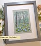 Little woodland with blue hydrangea, small original landscape drawing, wall art - Image 5