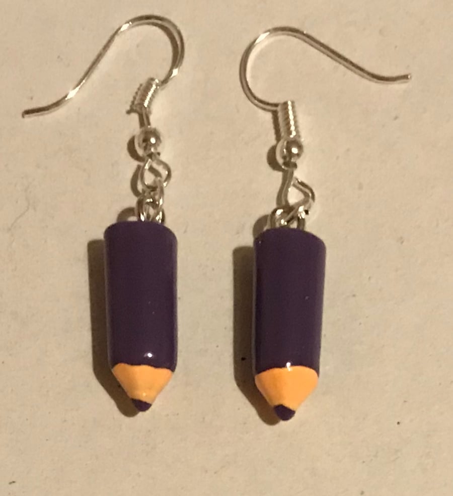 Magna - purple pencil earrings
