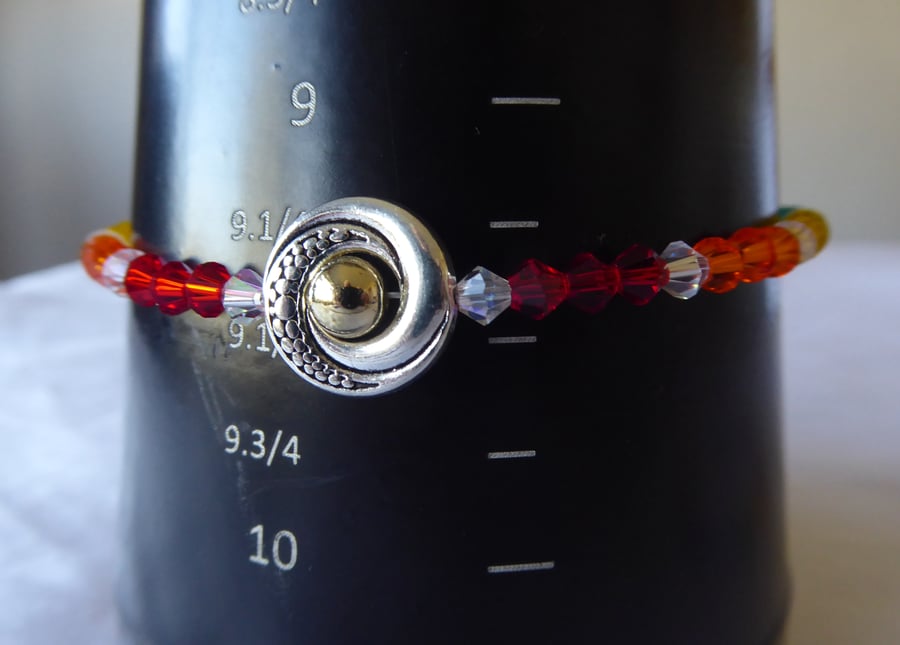 Rainbow Faceted Bead Small Anklet with Dragon Eye 