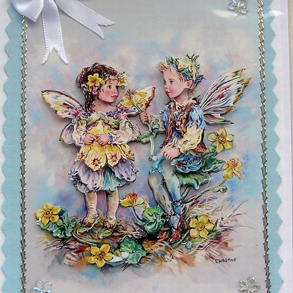 Fairy Hand Crafted 3D Decoupage Card - Blank (2417)