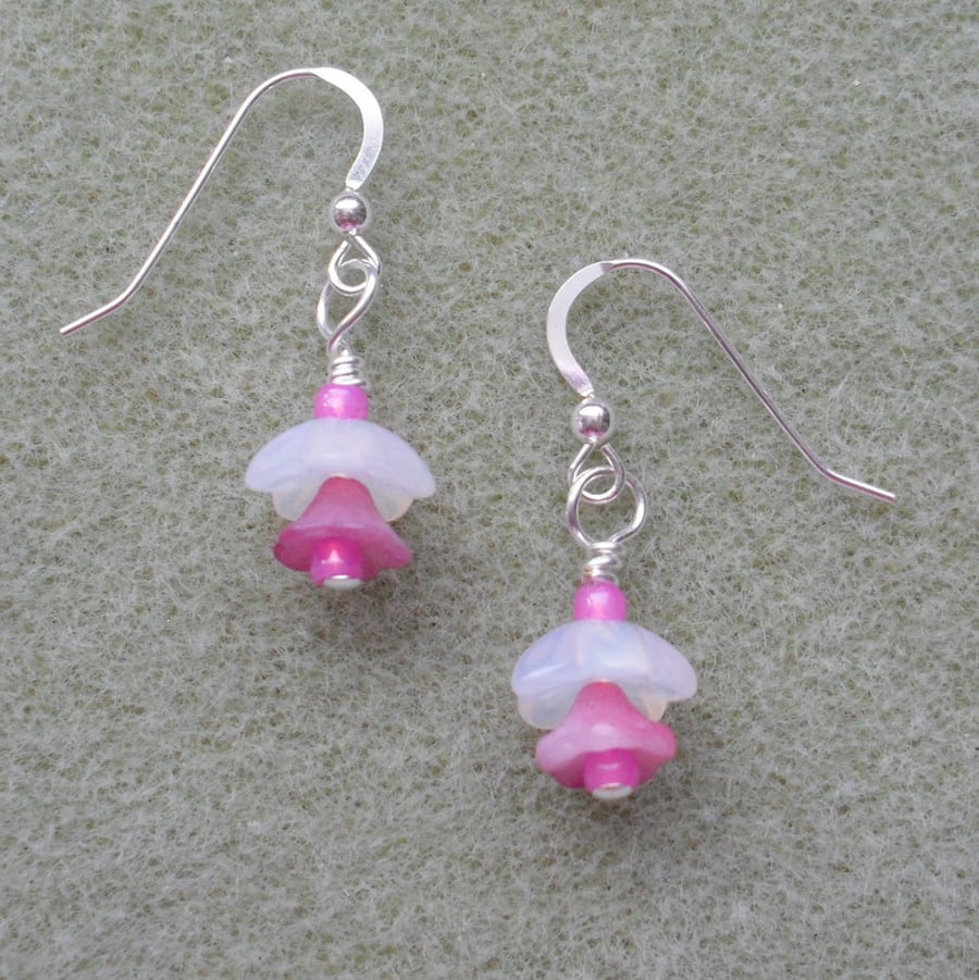 Flower earrings with sterling Silver Ear Wires 