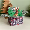 Hare Christmas Card. 3D box card. Personalised Christmas gift card holder.