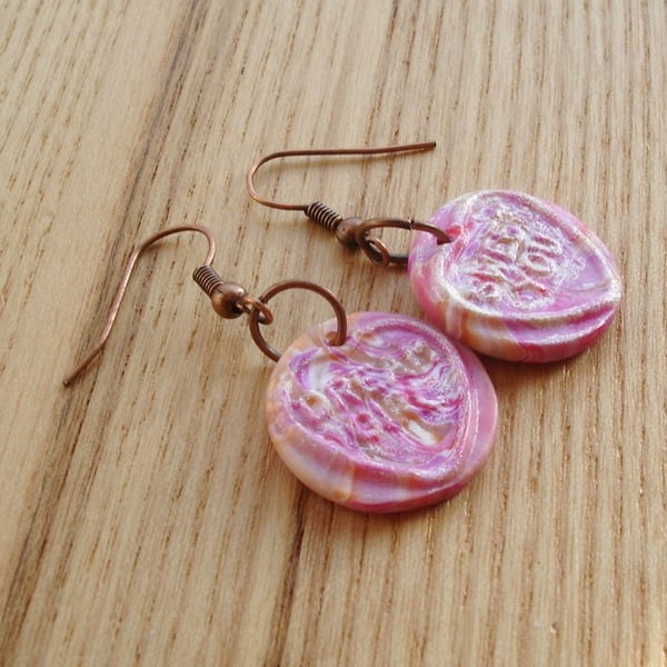 Marbled Candy Coloured Love Heart Earrings