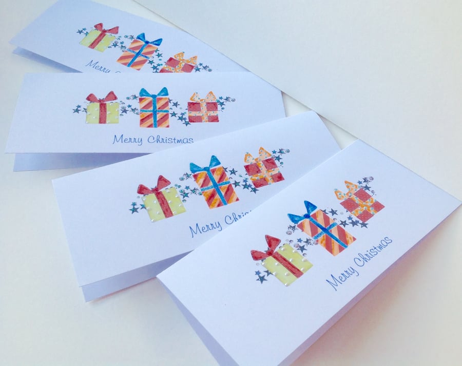 Christmas Cards,Five Pack,'Xmas Parcels'Handmade,Personalised 
