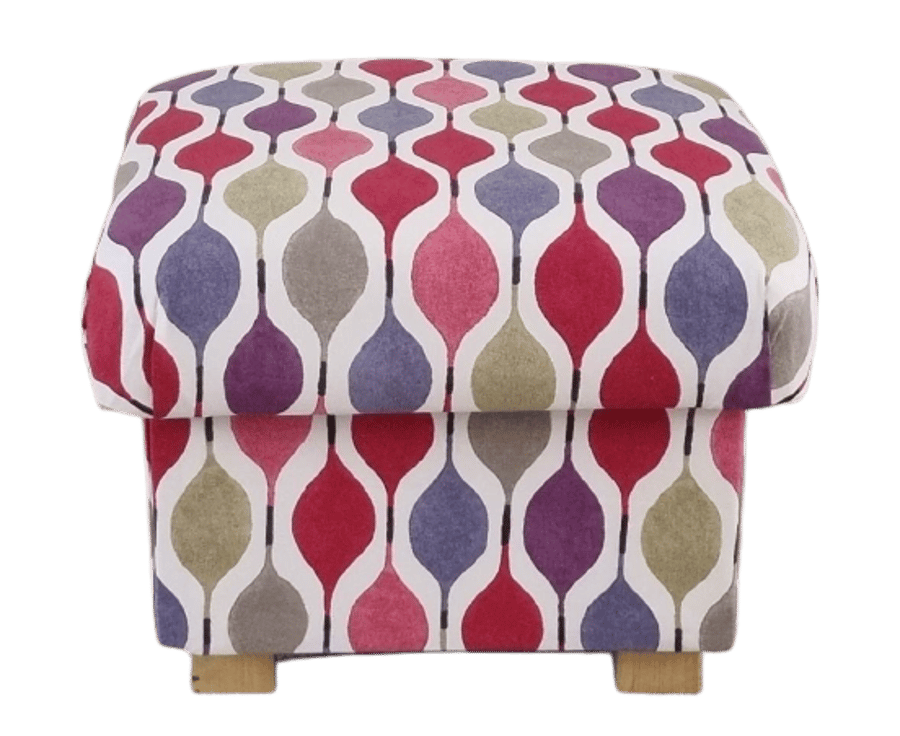 Storage Footstool Verve Berry Red Fabric Retro Style Purple Pouffe