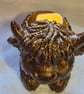 Baby highland cow candle holder . Gold glitter and dark brown  - Image 3