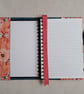 A5 Reusable Fabric Notebook Cover - Dandelion Clocks on Orange with Teal Lining - Image 4