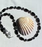 Black Agate & Black Hematite Gemstone Statement Beaded Gothic Necklace - Image 1