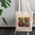 Dachshund in Glasses pop art printed tote bag, shopping bag, dog gifts