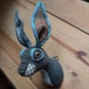 Hare head  faux taxidermy dark green tweed - free shipping in UK