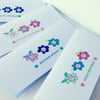 Greeting Card Set Of 4,Birthday Cards'Doodle Flowers'Printed Design,Handfinished