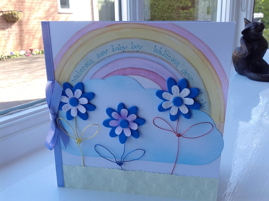 New baby boy rainbow card