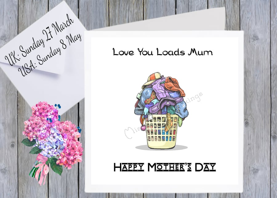 3 Colours: Personalised Mother's Day Card, Add Your Message. Mum, Mother, Mom