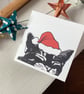 Cute Sleeping Black Cat Christmas Card -  Cat lover Xmas card, Santa cat - Image 4