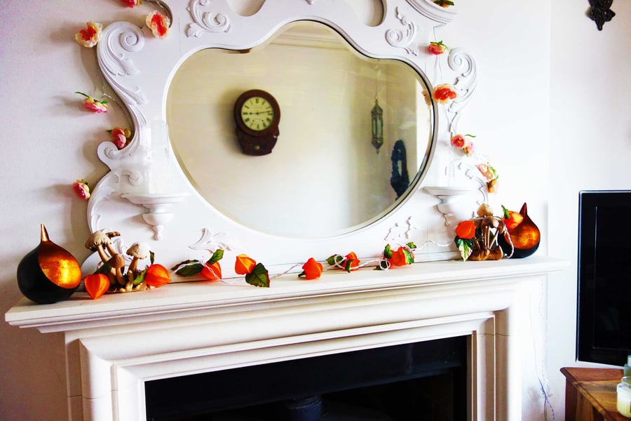 Physalis Chinese Lantern Plant String Lights  Autumnal Christmas Halloween