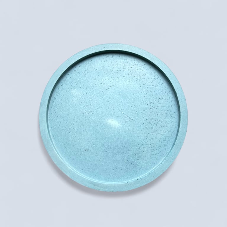 Grey Round Concrete Decorative Dish - Circular Catchall Valet Tray 