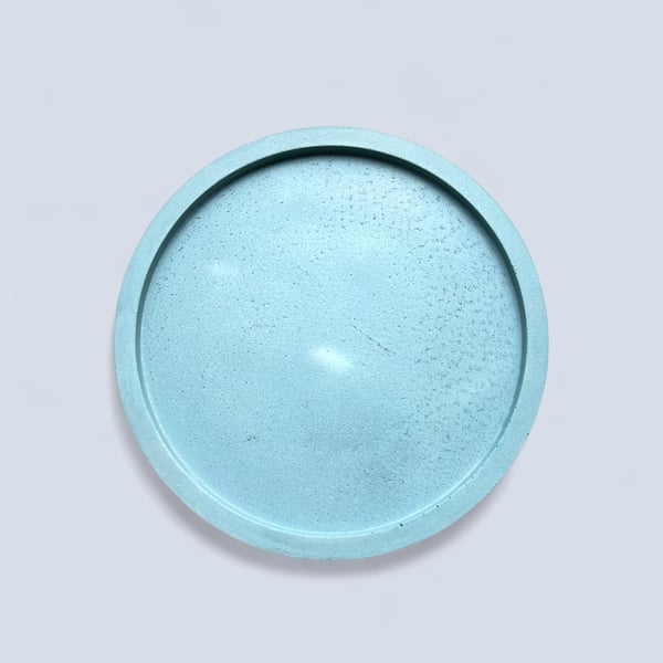 Grey Round Concrete Decorative Dish - Circular Catchall Valet Tray 