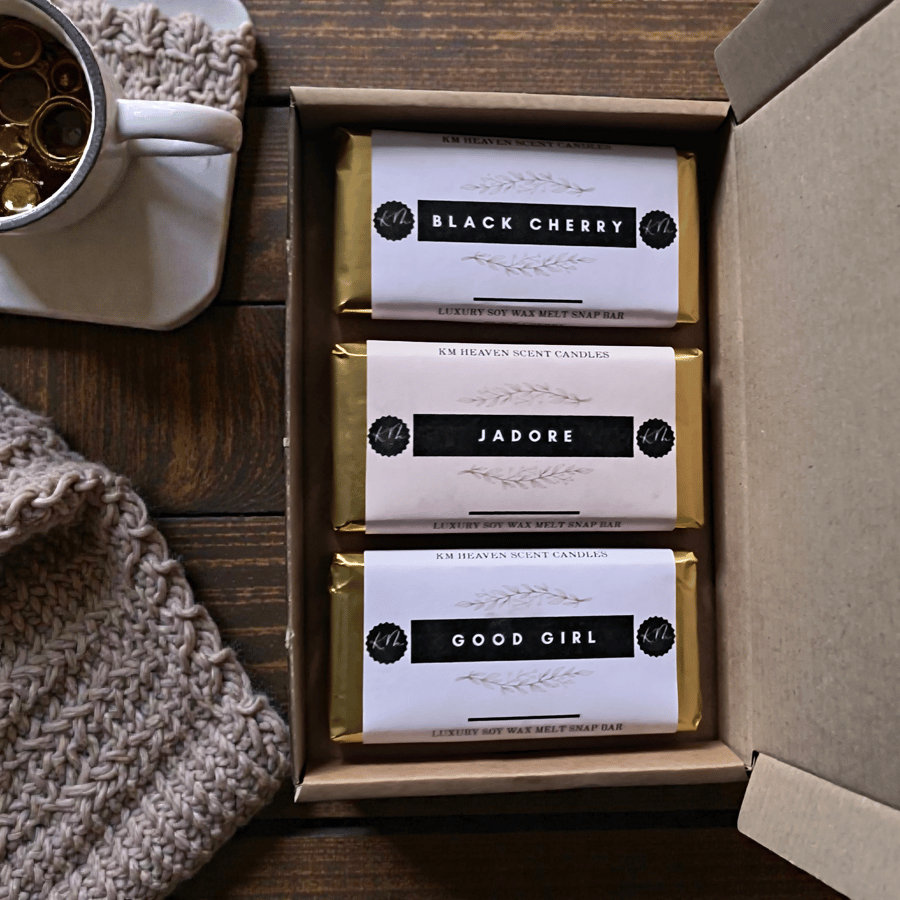 Wax Melt Snap Bars Set of 3 Handmade Highly Scented Wax Fragrances Gift UK New