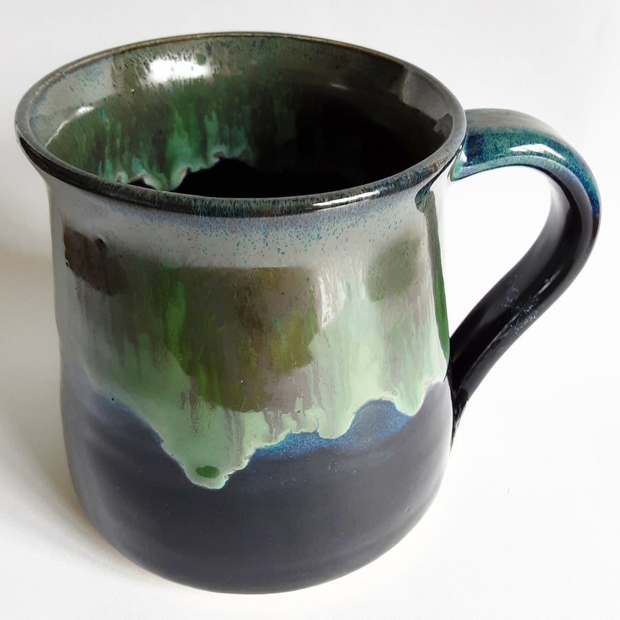 Blue Purple Patterned Mug - Hand Thrown Stoneware Ceramic Mug