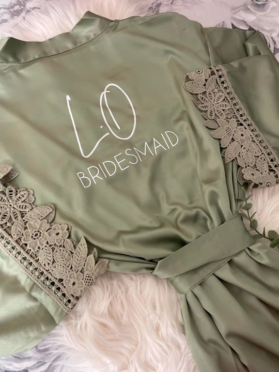 Bridesmaids Sage Green Satin Personalised Robes 