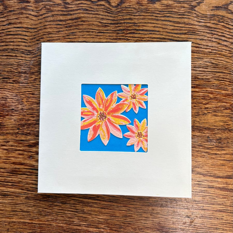 Hand painted collage card - ‘Daisies No.1’