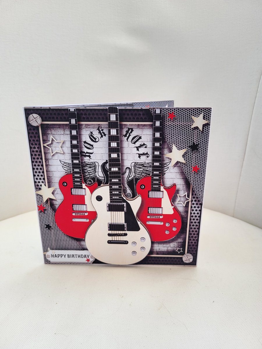 Handmade guitar card. Guitar lovers card