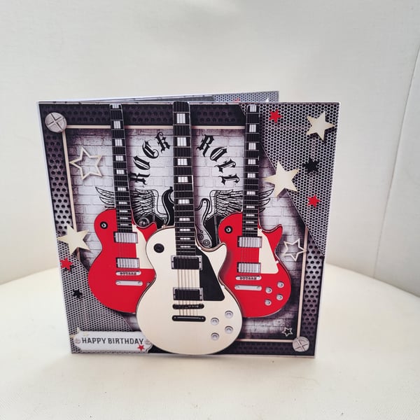 Handmade guitar card. Guitar lovers card