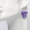 Tri Colour Flat Triangle Beaded Earrings in Purple and Blue