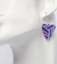 Tri Colour Flat Triangle Beaded Earrings in Purple and Blue - Image 1