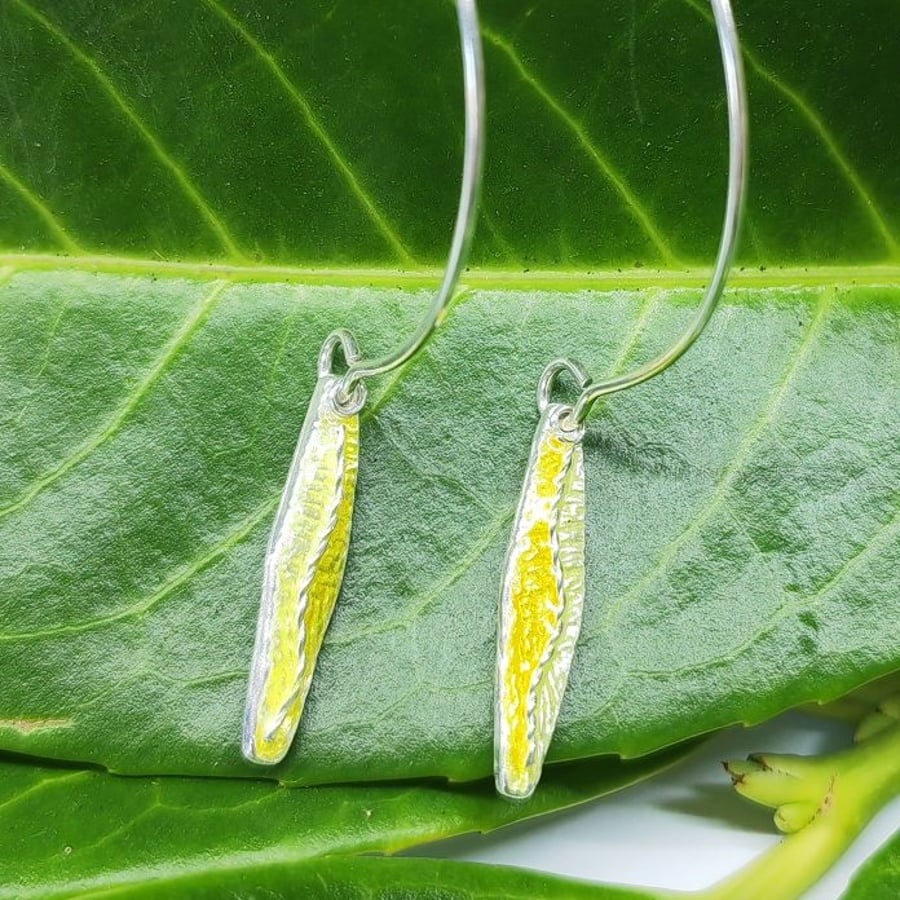 Handmade fine silver and enamel earrings 