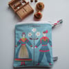 Swedish Lapland folk art vintage tablecloth make up bag or pouch