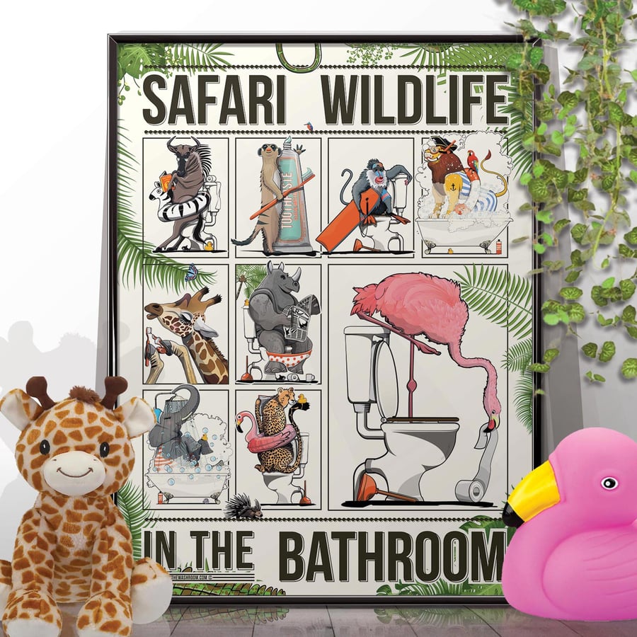 Safari wildlife Animals in the Bathroom Bath &a... Folksy