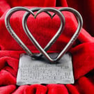 Interlinked Steel Love Hearts Sculpture 11th Wedding Anniversary Gift Christmas