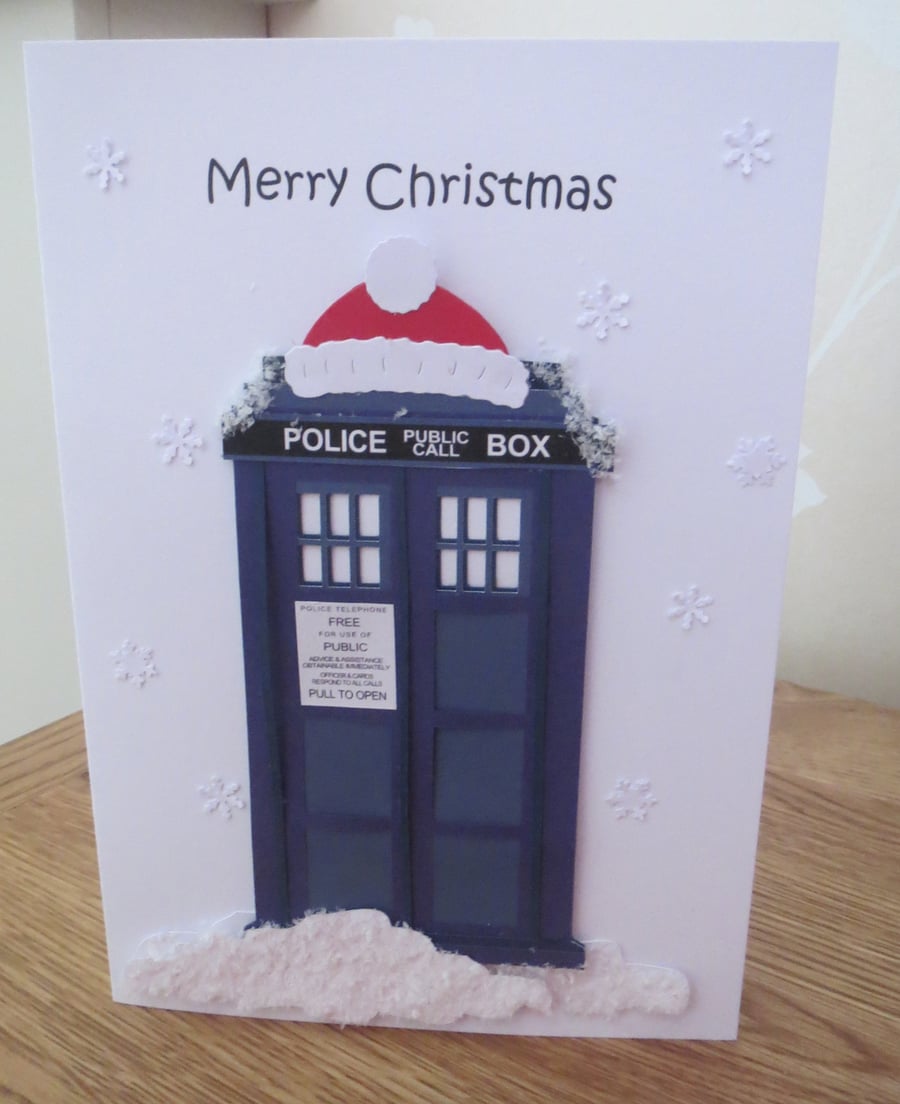 Dr Who, Tardis, Christmas card, handmade