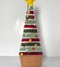 Large fused glass Christmas tree in oak base  - Image 2