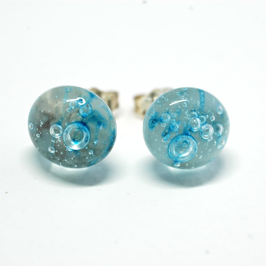 Bubble Fused Glass Stud Earrings