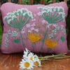   Wild Flower -  Pink Small Screen printed Cushion